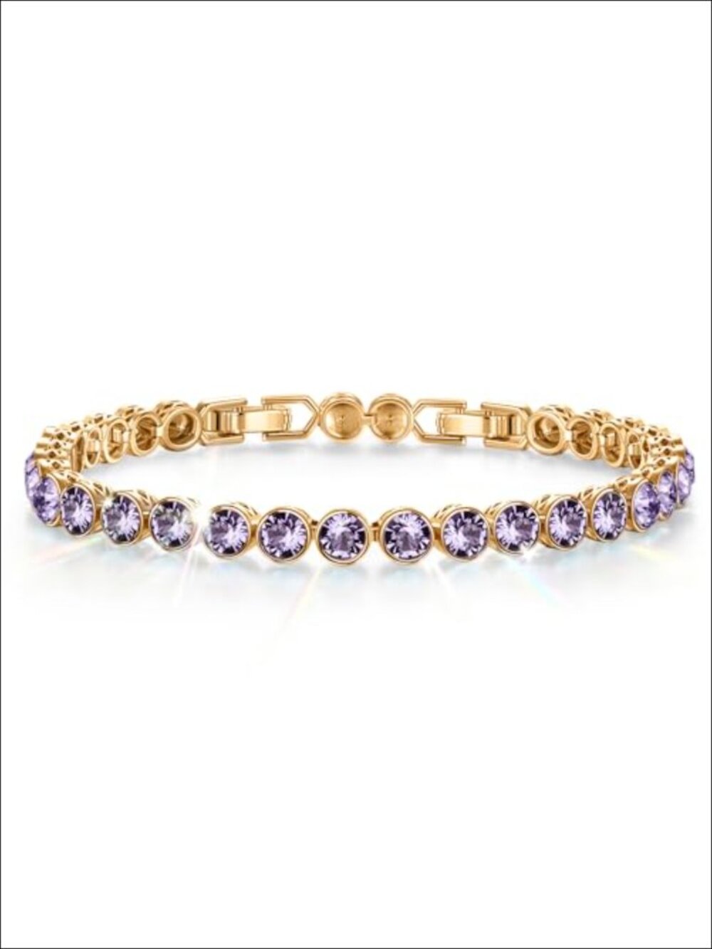 Genuine Swarovski Crystal Tennis Bracelet 14K Gold Plated Hypoallergenic
